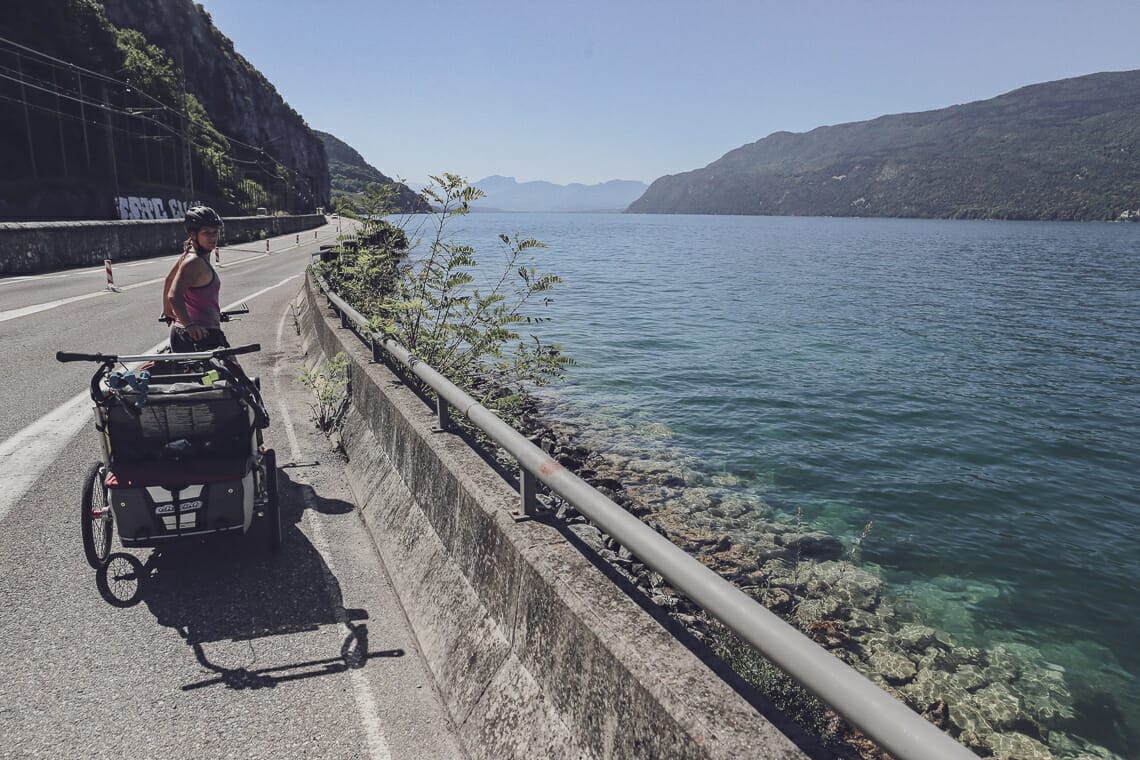 cycliste lac